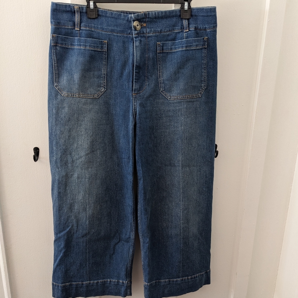Pilcro Blue Wide Leg Cropped Jeans - Picture 7 of 16